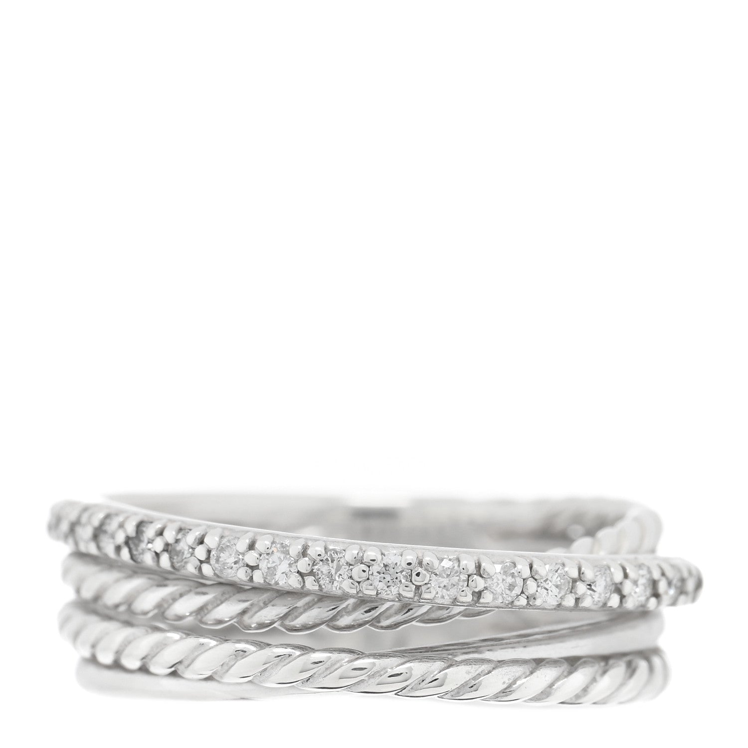 David Yurman Sterling Silver Diamond 6.8mm Crossover Ring 53 6.5 1 of 4