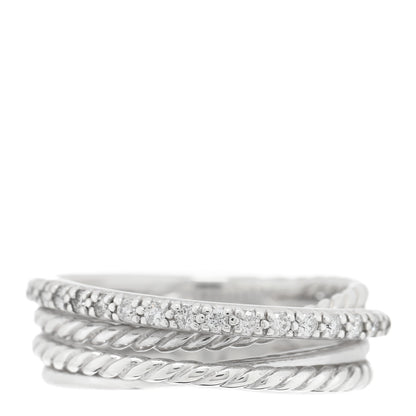 David Yurman Sterling Silver Diamond 6.8mm Crossover Ring 53 6.5 1 of 4