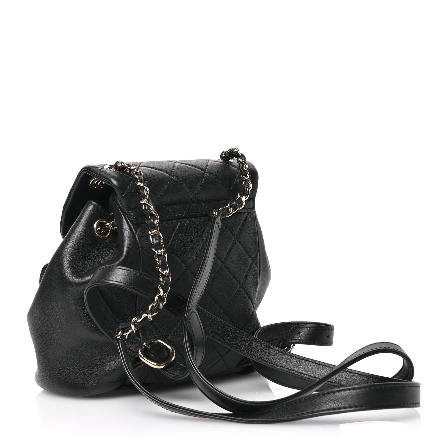Lambskin Quilted Small Duma Drawstring Backpack Black