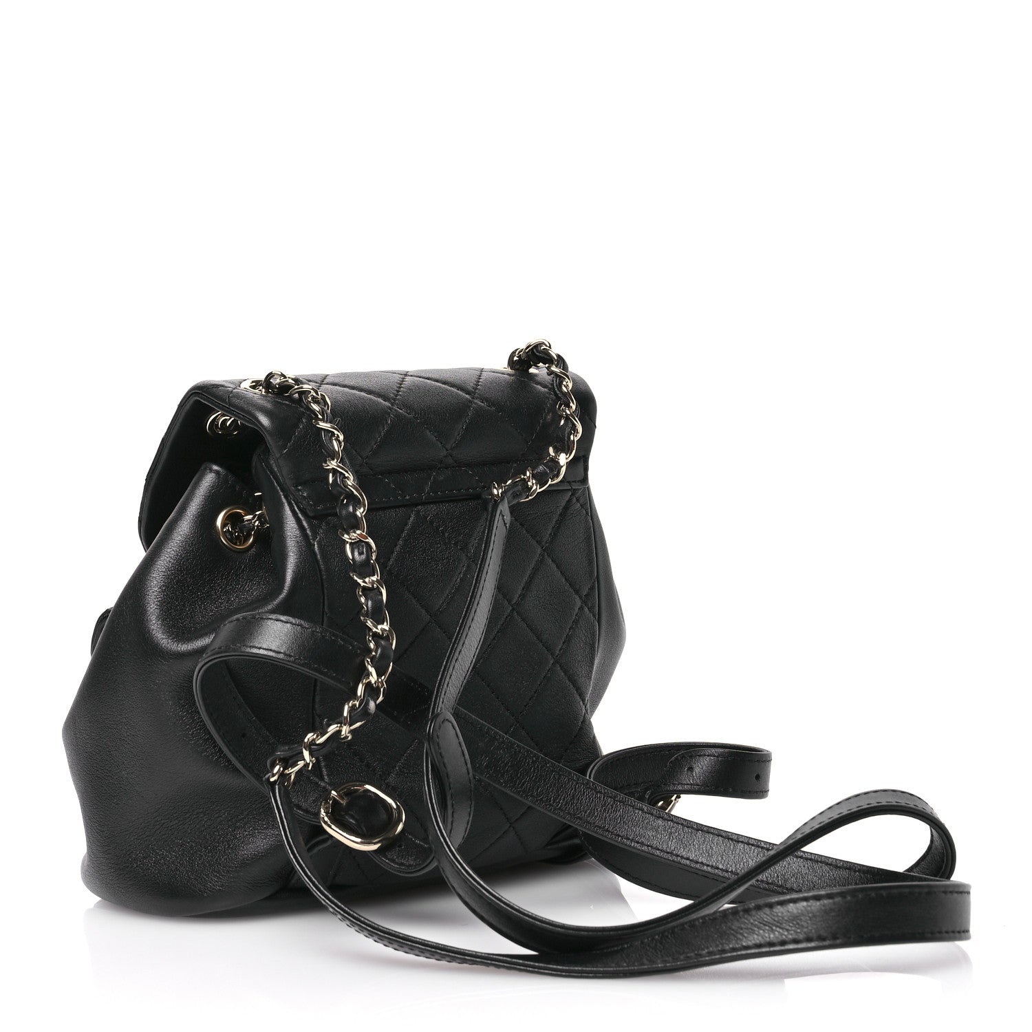 Chanel Lambskin Quilted Small Duma Drawstring Backpack Black 3 of 12