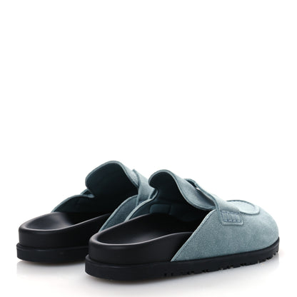 Hermes Suede Calfskin Womens Go Mules 39 Bleu Pinede 5 of 11