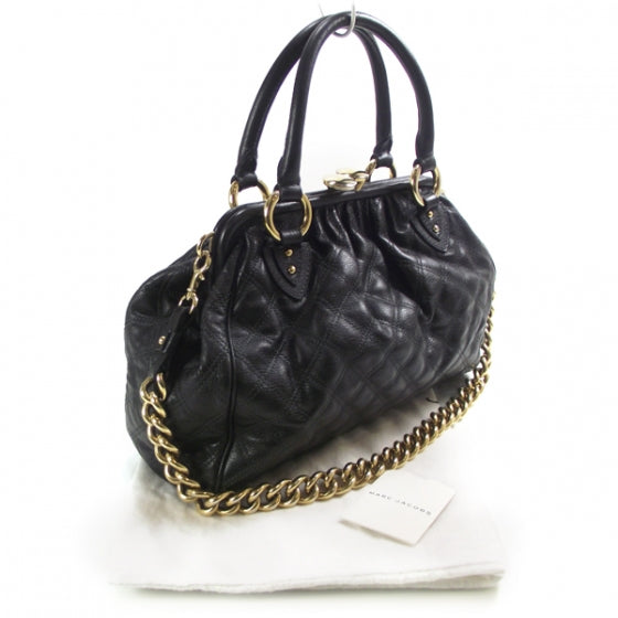 Quilted Leather Stam Black