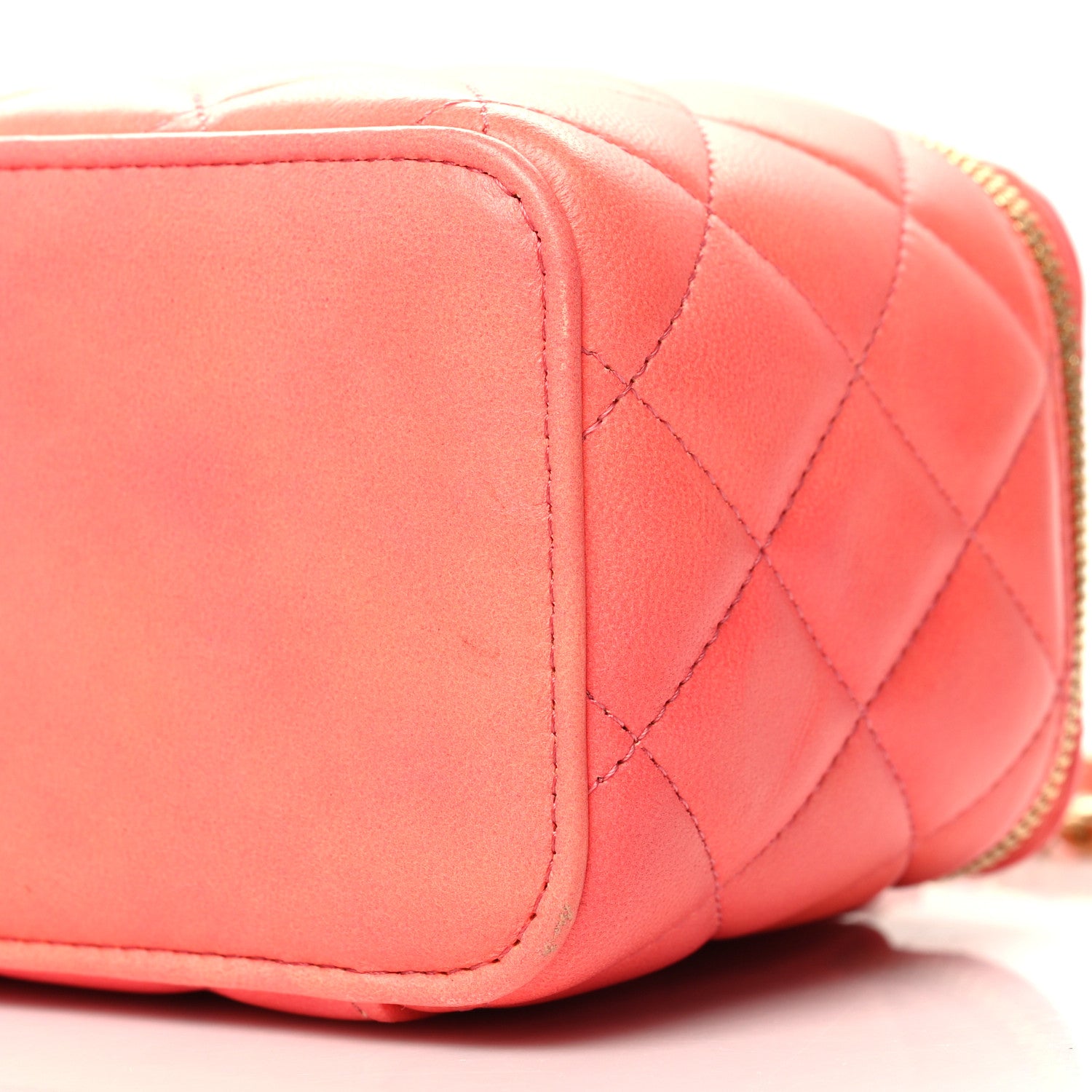 Chanel Lambskin Quilted Ombre Small Top Handle Vanity Case With Chain Coral 11 of 12