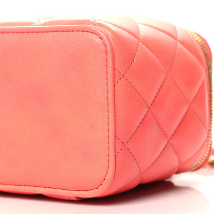 Chanel Lambskin Quilted Ombre Small Top Handle Vanity Case With Chain Coral 11 of 12