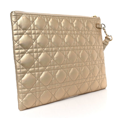Christian Dior Metallic Lambskin Cannage Large Caro Daily Pouch Gold 3 of 6
