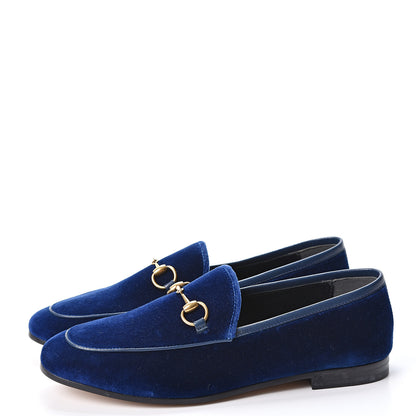 Gucci Velvet Horsebit Womens Jordaan Loafers 37 Blue Cobalt 3 of 10