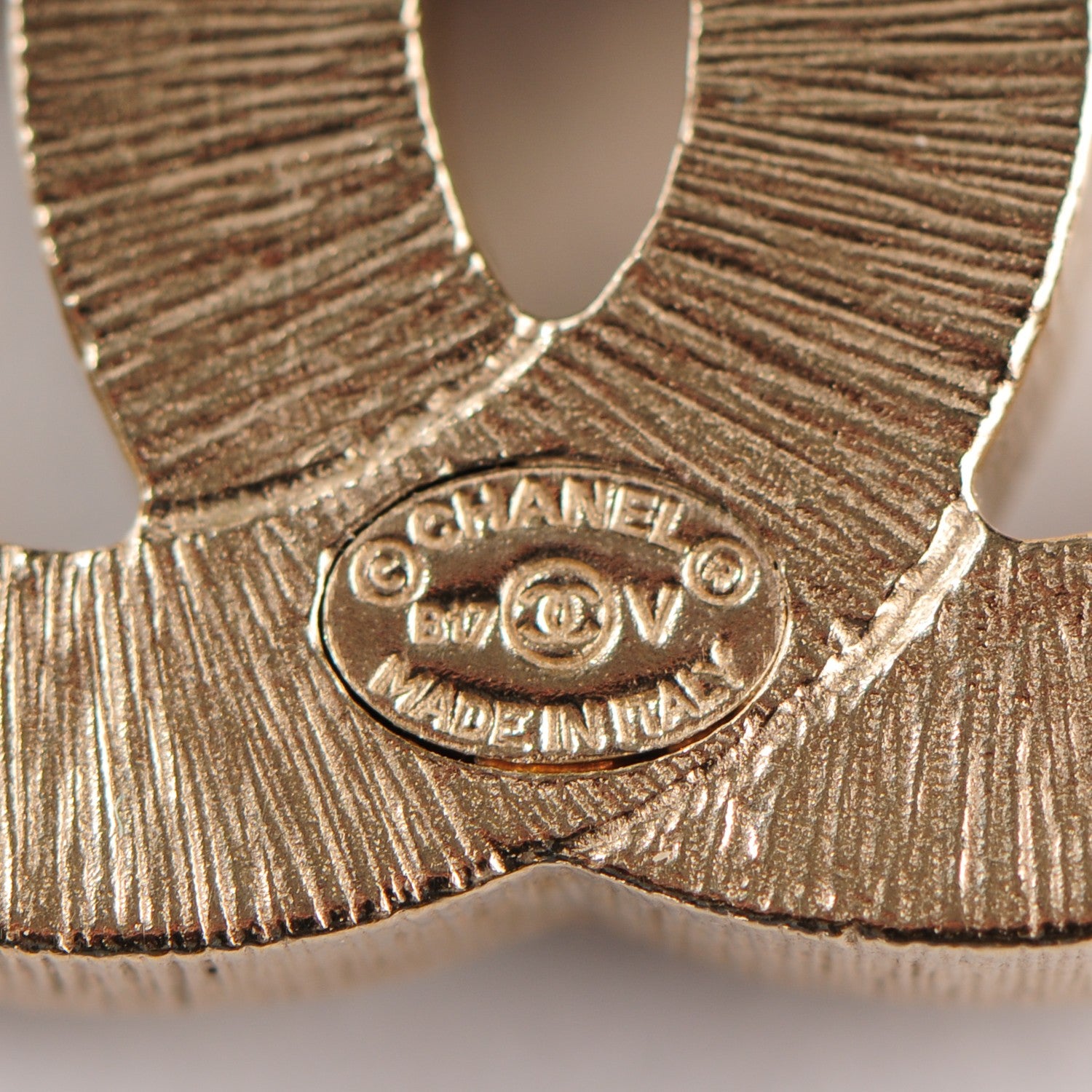 Chanel Metal Quilted CC Earrings Gold White 5 of 5