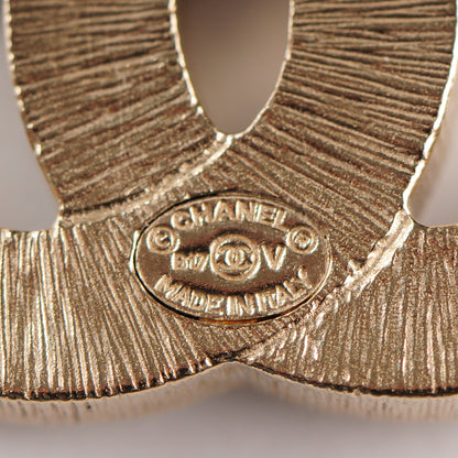 Chanel Metal Quilted CC Earrings Gold White 5 of 5