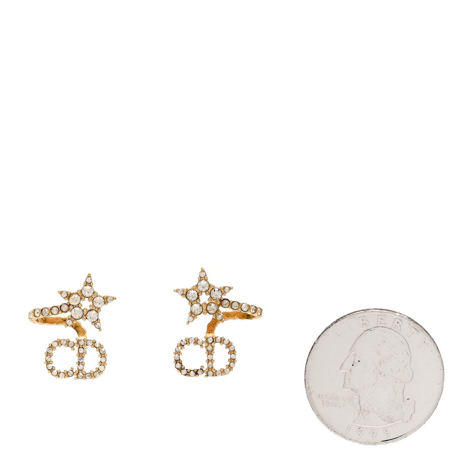 Christian Dior Crystal Clair D Lune Wrap Around Earrings Gold 2 of 5