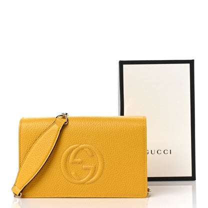 Gucci Pebbled Calfskin Soho Wallet on Chain New Buttercup 11 of 11