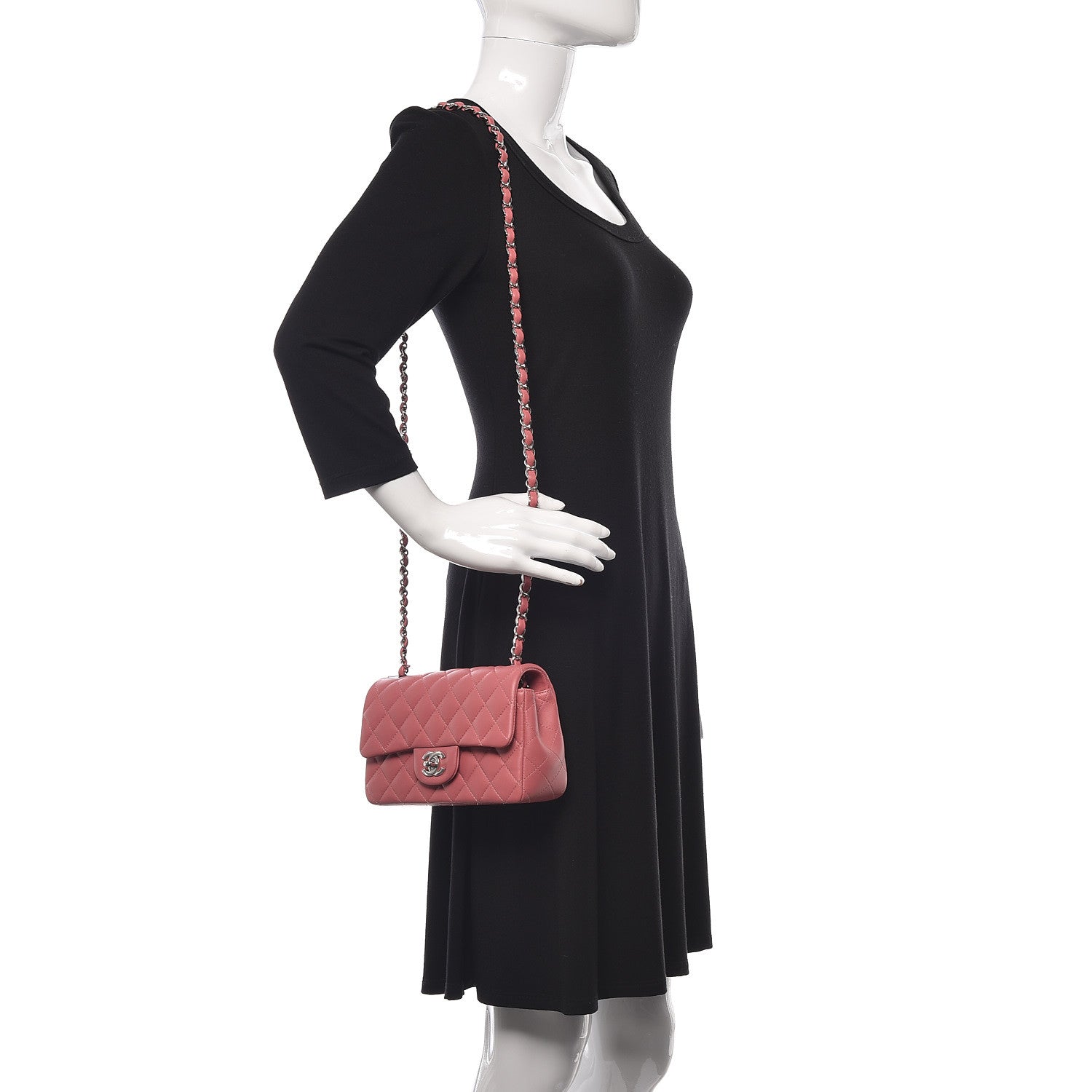 Chanel Lambskin Quilted Mini Rectangular Flap Pink 2 of 11