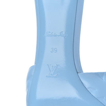 Louis Vuitton Lambskin Embossed Monogram Revival Mid Heel Mules 39 Blue 7 of 9