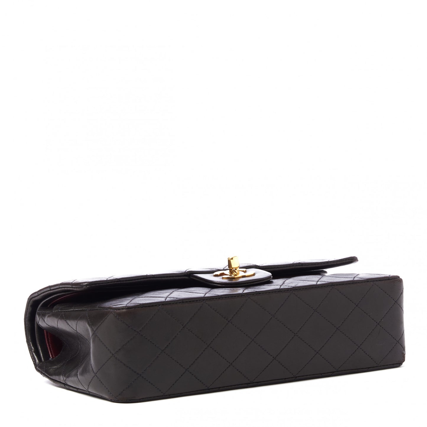 Lambskin Quilted Medium Double Flap Black