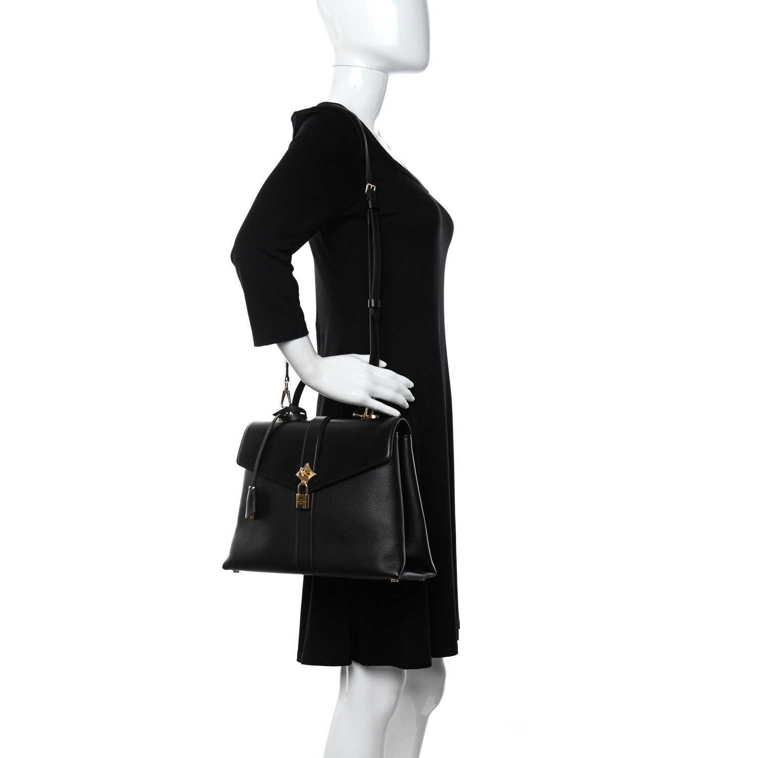 Louis Vuitton Grained Smooth Calfskin Rose Des Vents MM Black 2 of 9
