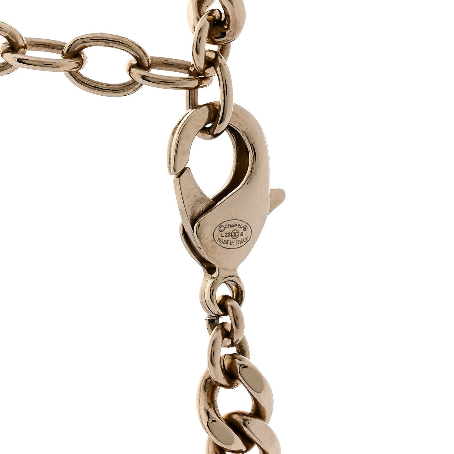 Chanel Metal Crystal Pearl Logo Chain Link CC Necklace Gold 5 of 6