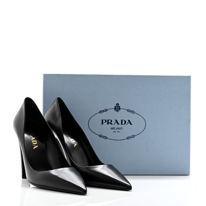 Prada Spazzolato Pointed Toe Pumps 38 Black 7 of 7