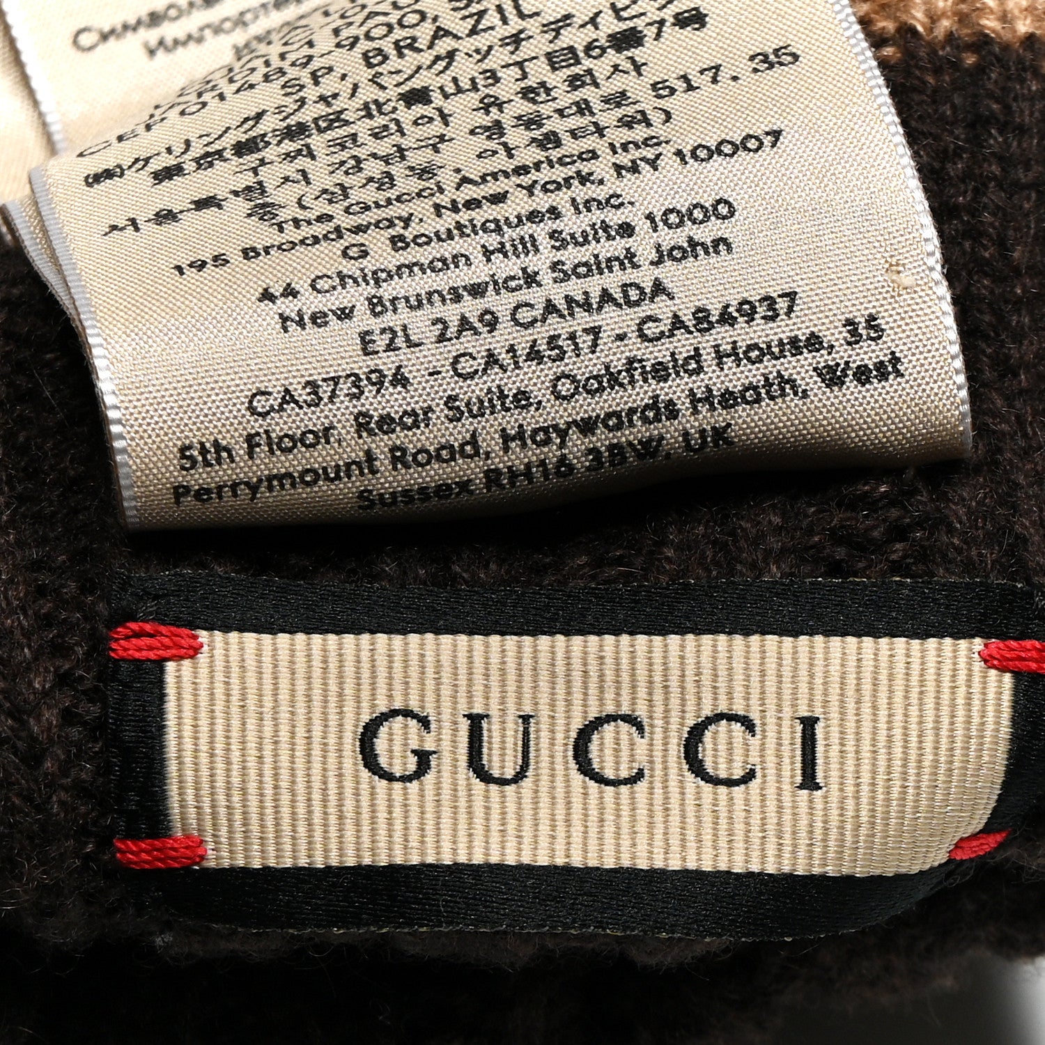 Gucci Cashmere GG Fingerless Gloves L Beige Dark Brown 3 of 5