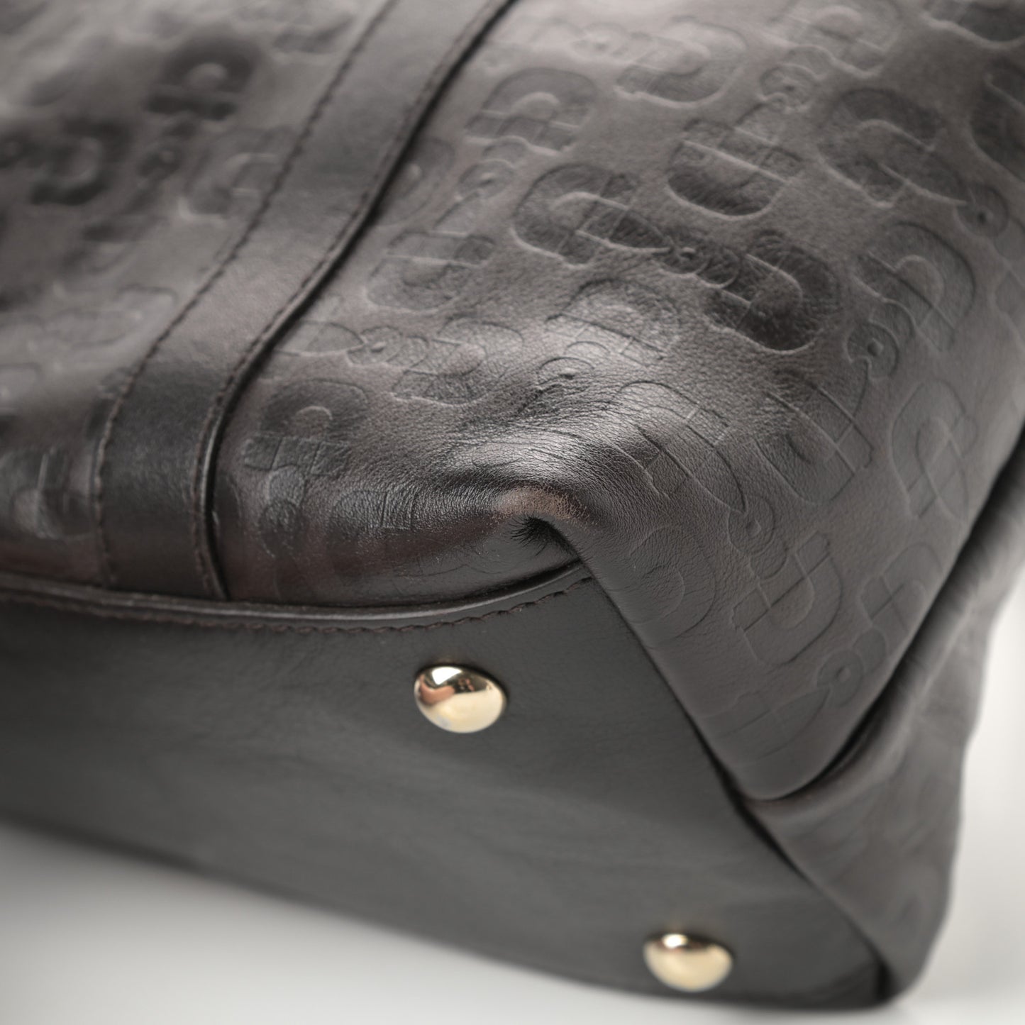 Calfskin Horsebit Embossed Medium Abbey Tote Dark Brown