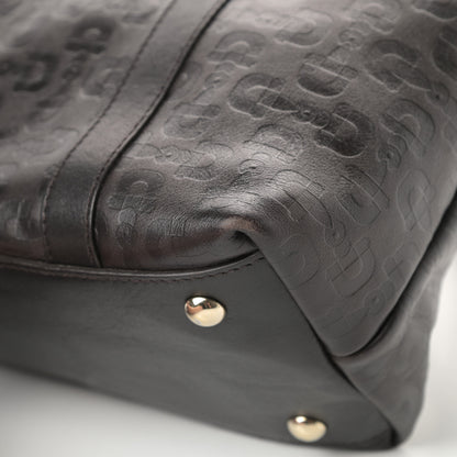 Gucci Calfskin Horsebit Embossed Medium Abbey Tote Dark Brown 10 of 14