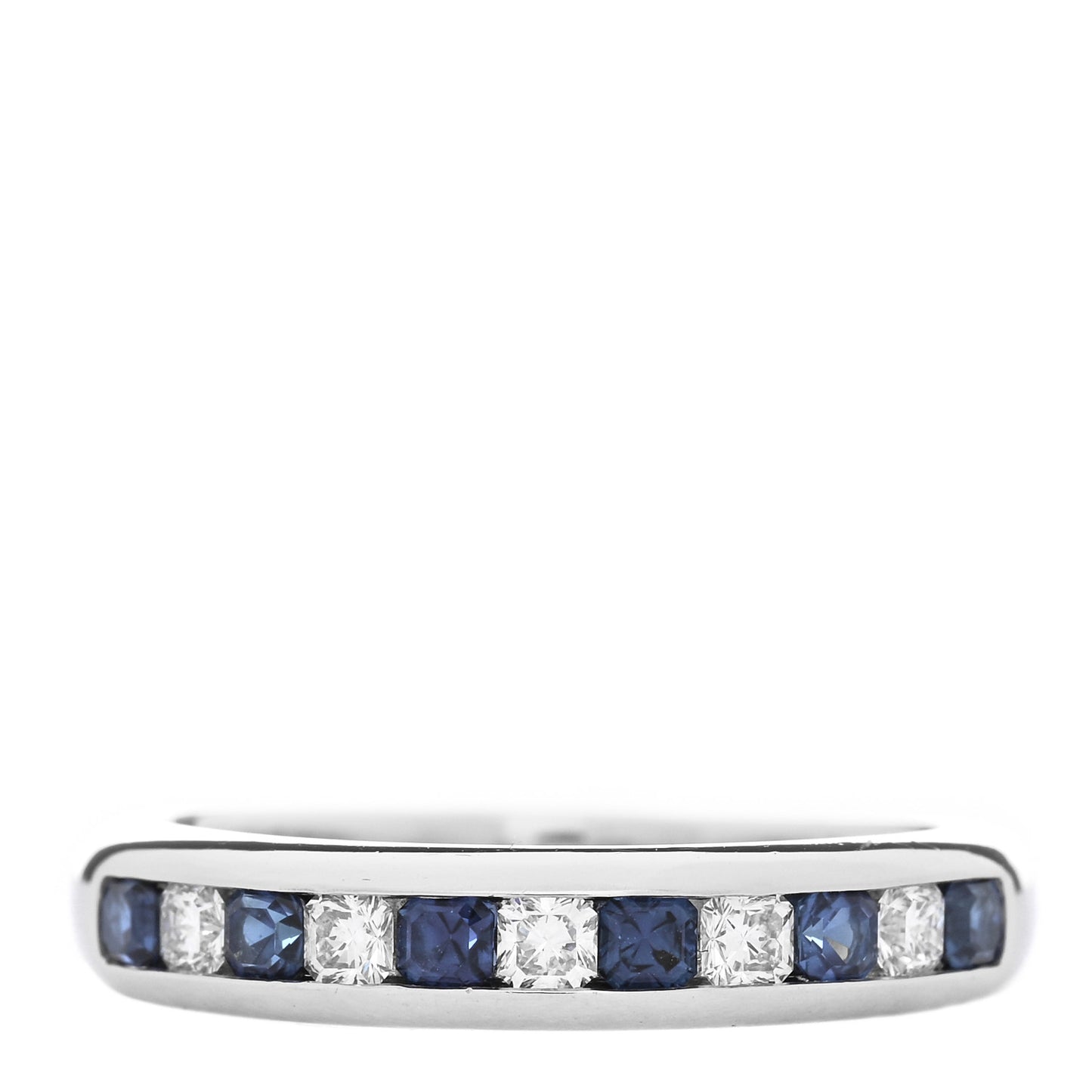 Platinum Diamond Blue Sapphire 4mm Lucida Band Ring 56 7.5