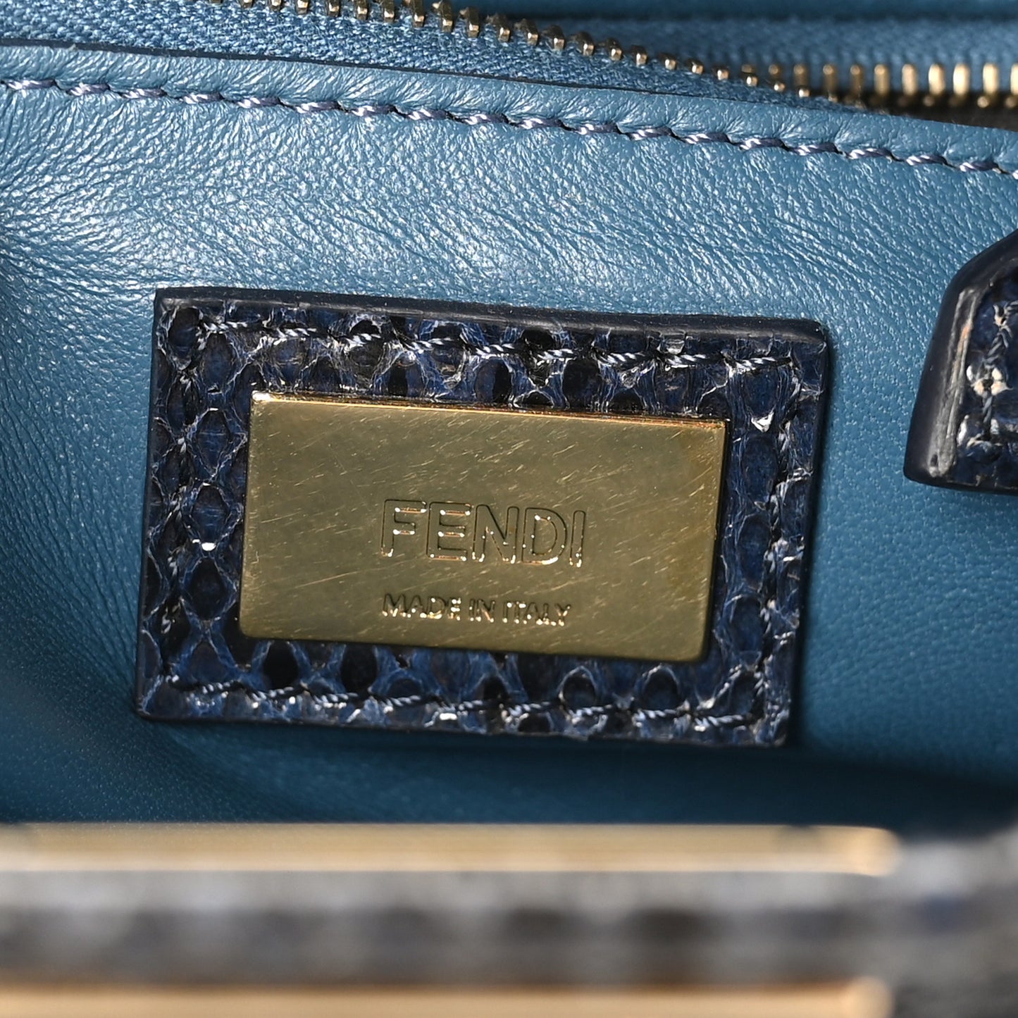Python Shiny Nappa Mini Peekaboo Iconic Satchel Blue Jeans