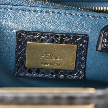 Fendi Python Shiny Nappa Mini Peekaboo Iconic Satchel Blue Jeans 6 of 9
