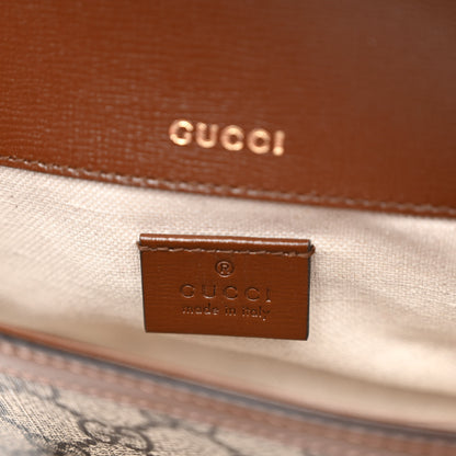 Gucci GG Supreme Monogram Azalea Calfskin Web Mini Horsebit 1955 Shoulder Bag Beige Ebony Brown Sugar 6 of 10