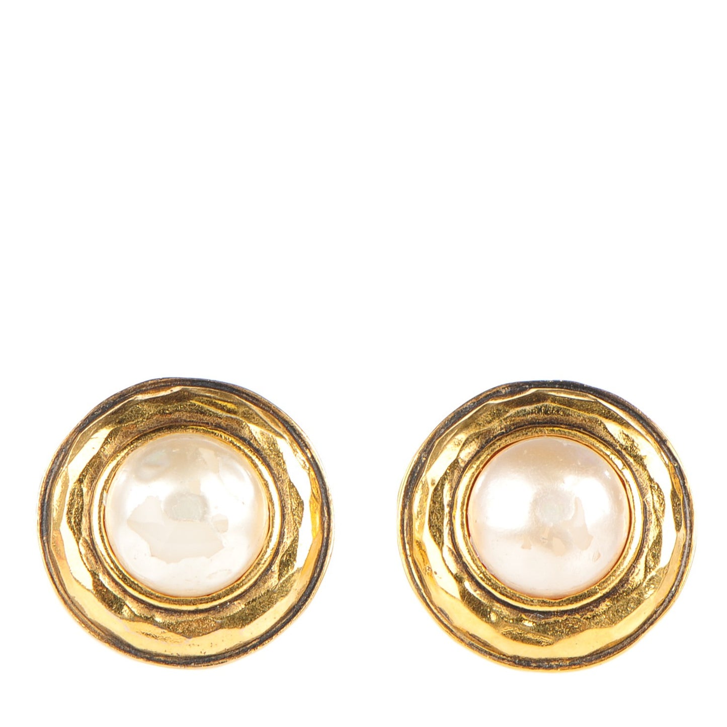Mother of Pearl Round Clip On Earrings Gold