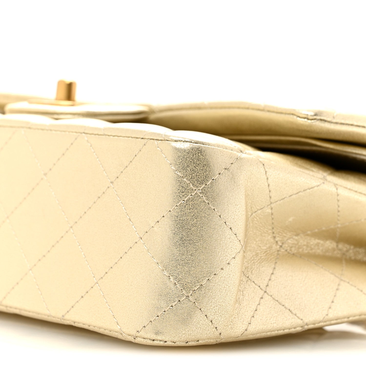 Chanel Metallic Lambskin Quilted Medium Double Flap Gold 10 of 11