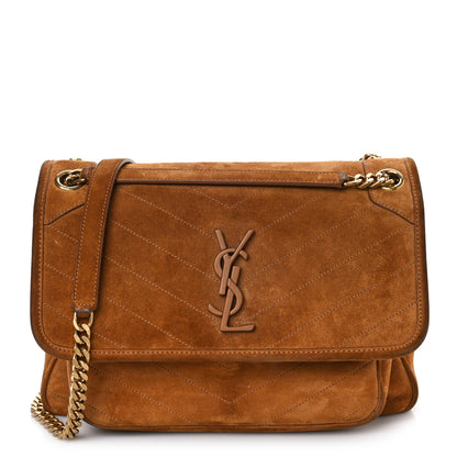 Saint Laurent Suede Monogram Medium Niki Chain Satchel Cinnamon 1 of 10