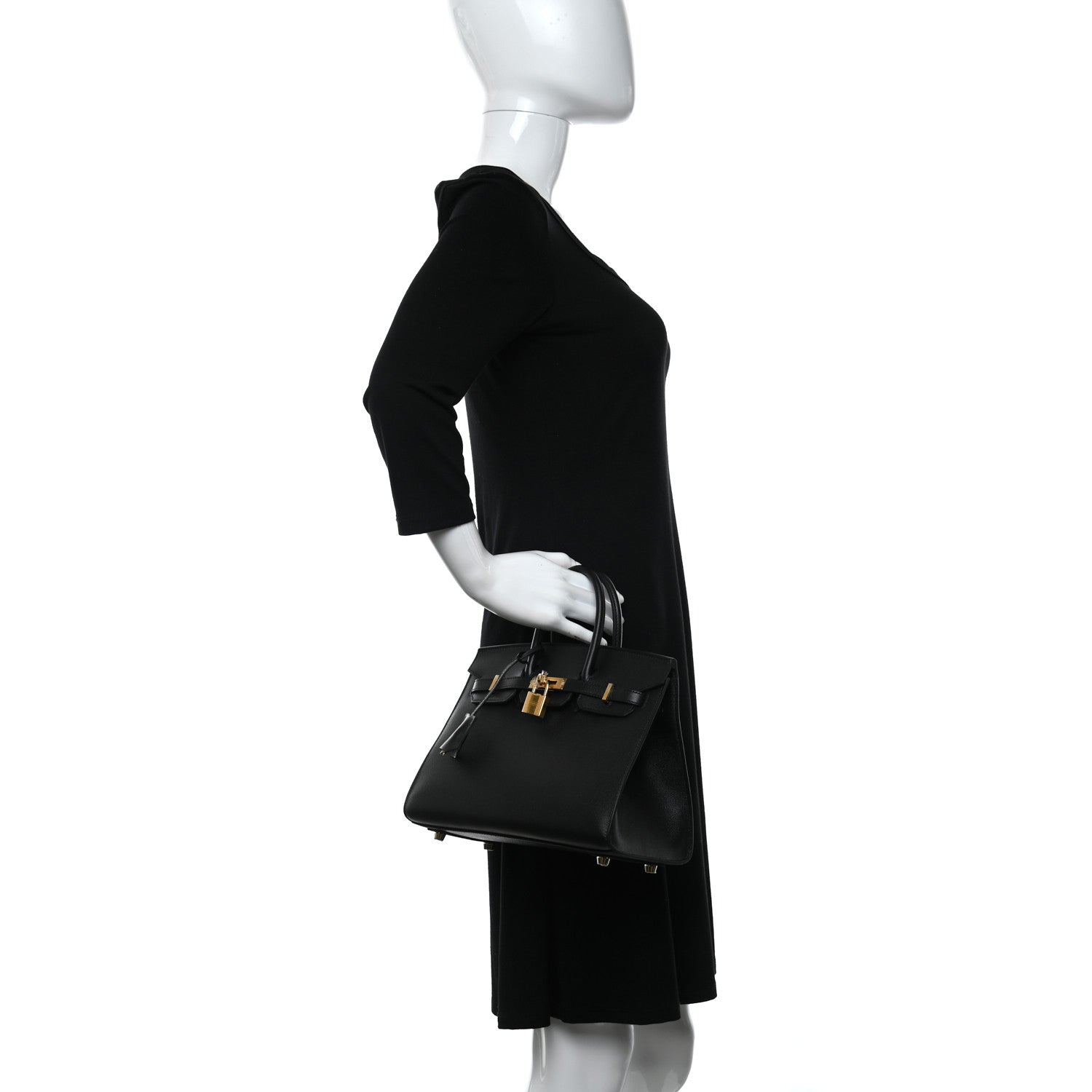 Hermes Madame Calfskin Birkin Sellier 25 Black 2 of 11