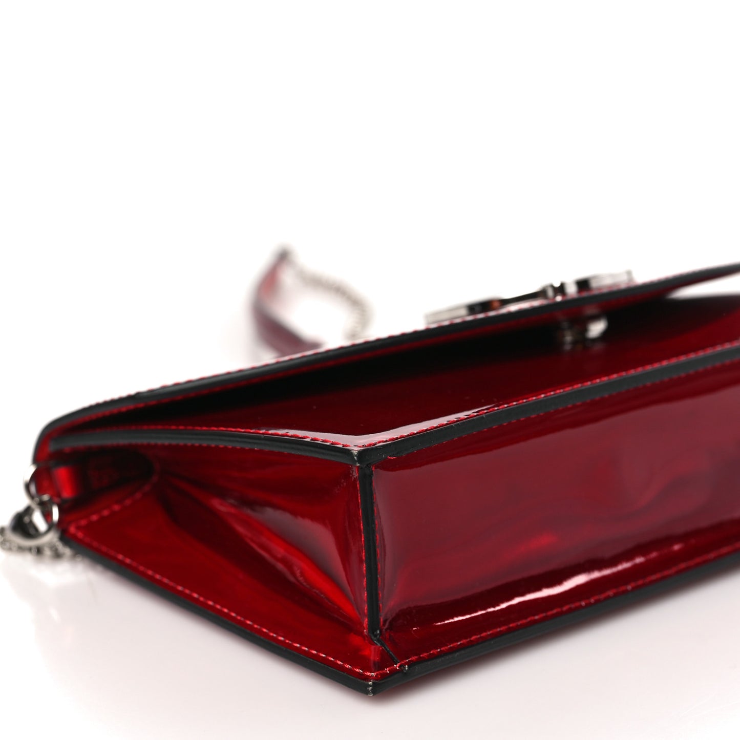 Metallic Calfskin Loubi54 Crossbody Clutch Red