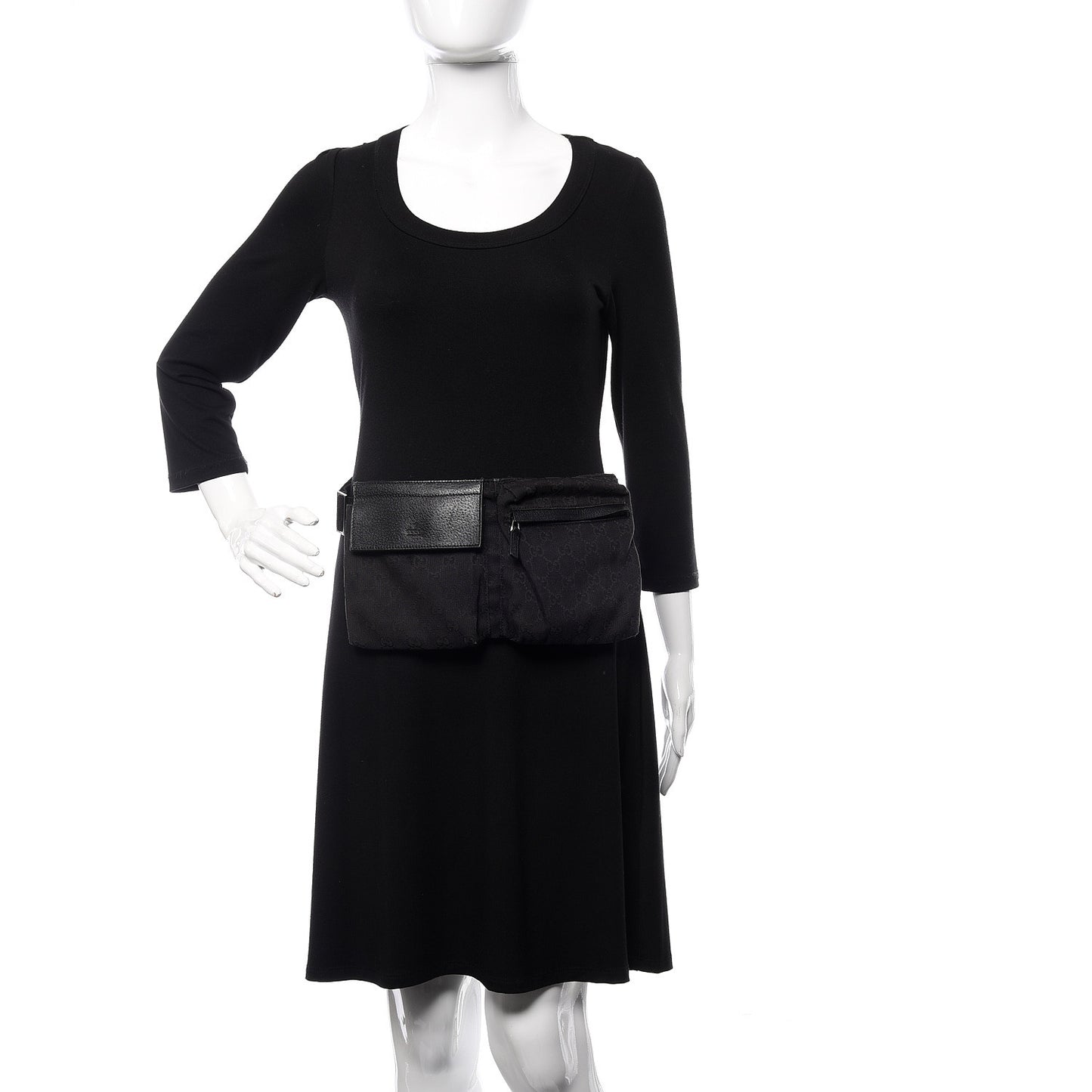 GG Monogram Double Pocket Belt Bag Black