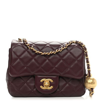 Chanel Lambskin Quilted Mini Pearl Crush Flap Burgundy 1 of 12