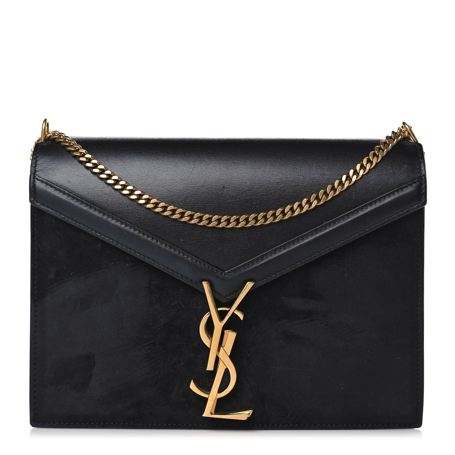Smooth Calfskin Suede Monogram Cassandra Clasp Bag Black