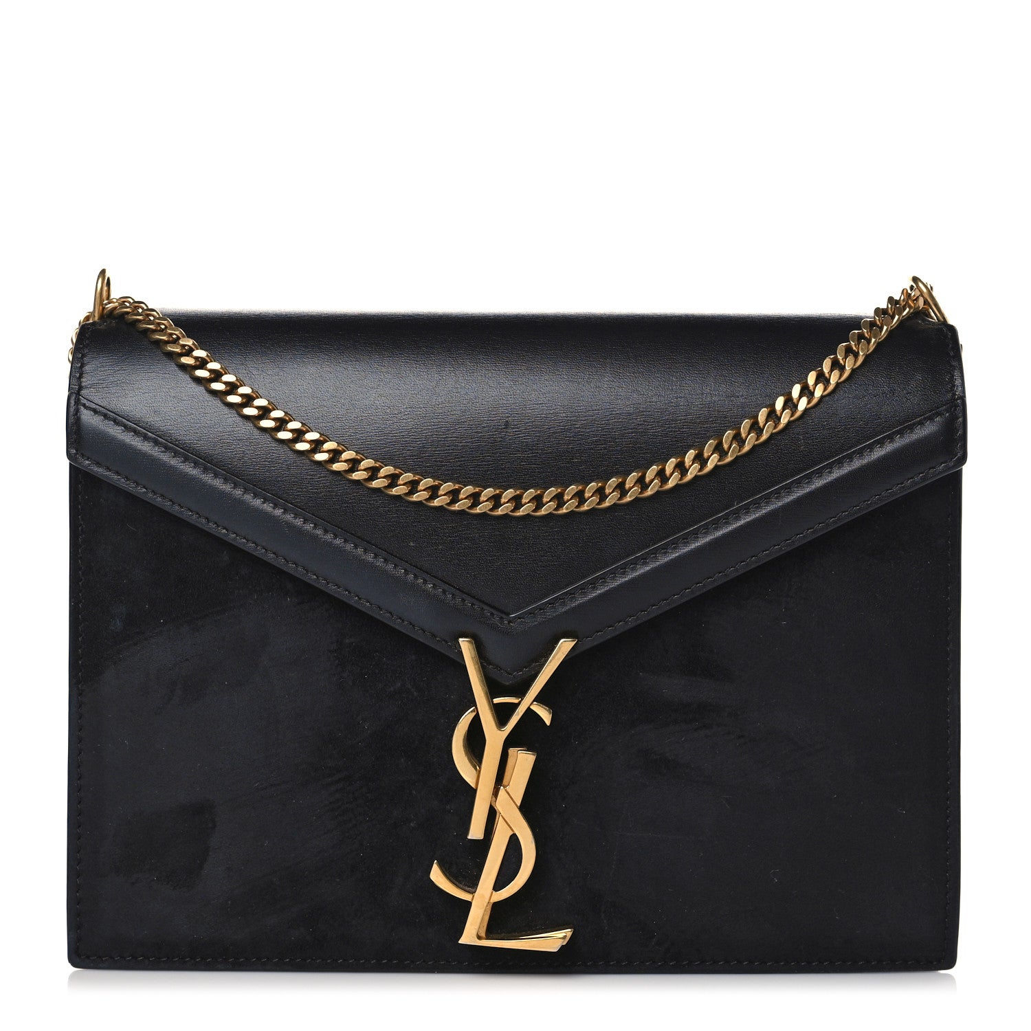 Saint Laurent Smooth Calfskin Suede Monogram Cassandra Clasp Bag Black 1 of 8
