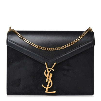 Saint Laurent Smooth Calfskin Suede Monogram Cassandra Clasp Bag Black 1 of 8