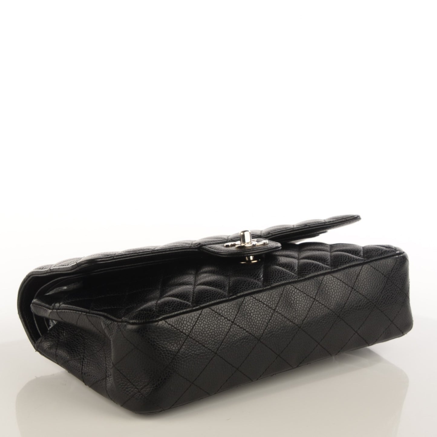 Caviar Quilted Medium Double Flap Black