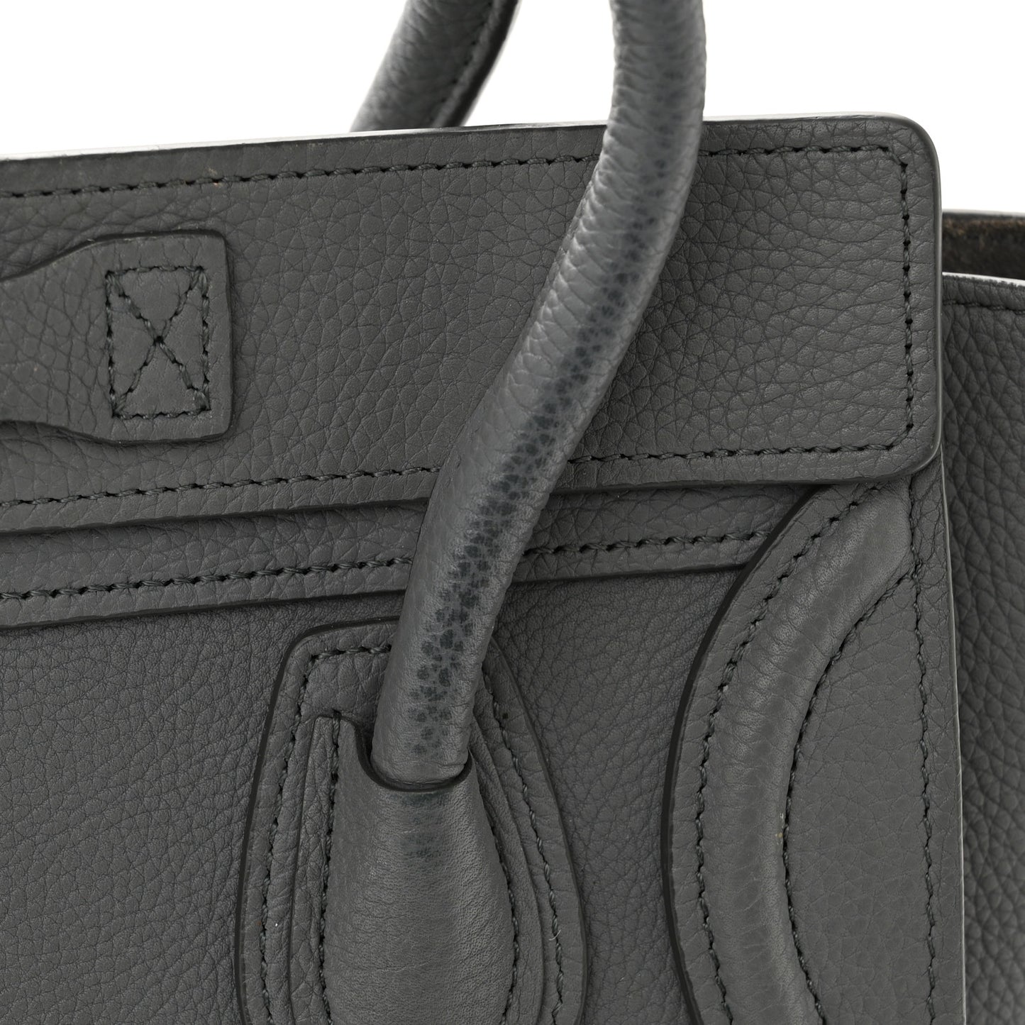 Drummed Calfskin Nano Luggage Kohl