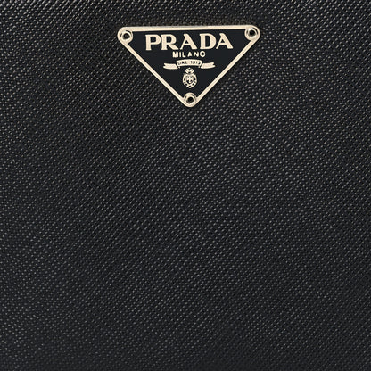 Prada Saffiano Triangle Compact Zip Around Wallet Black 7 of 7