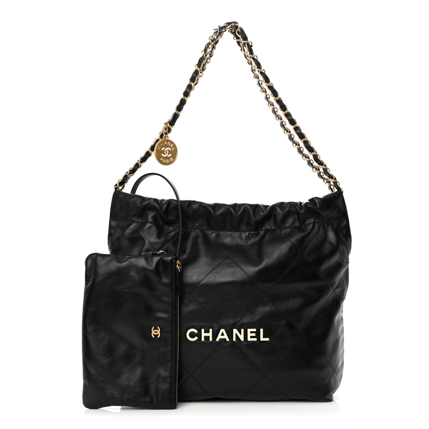 Calfskin Quilted Small Chanel 22 Black