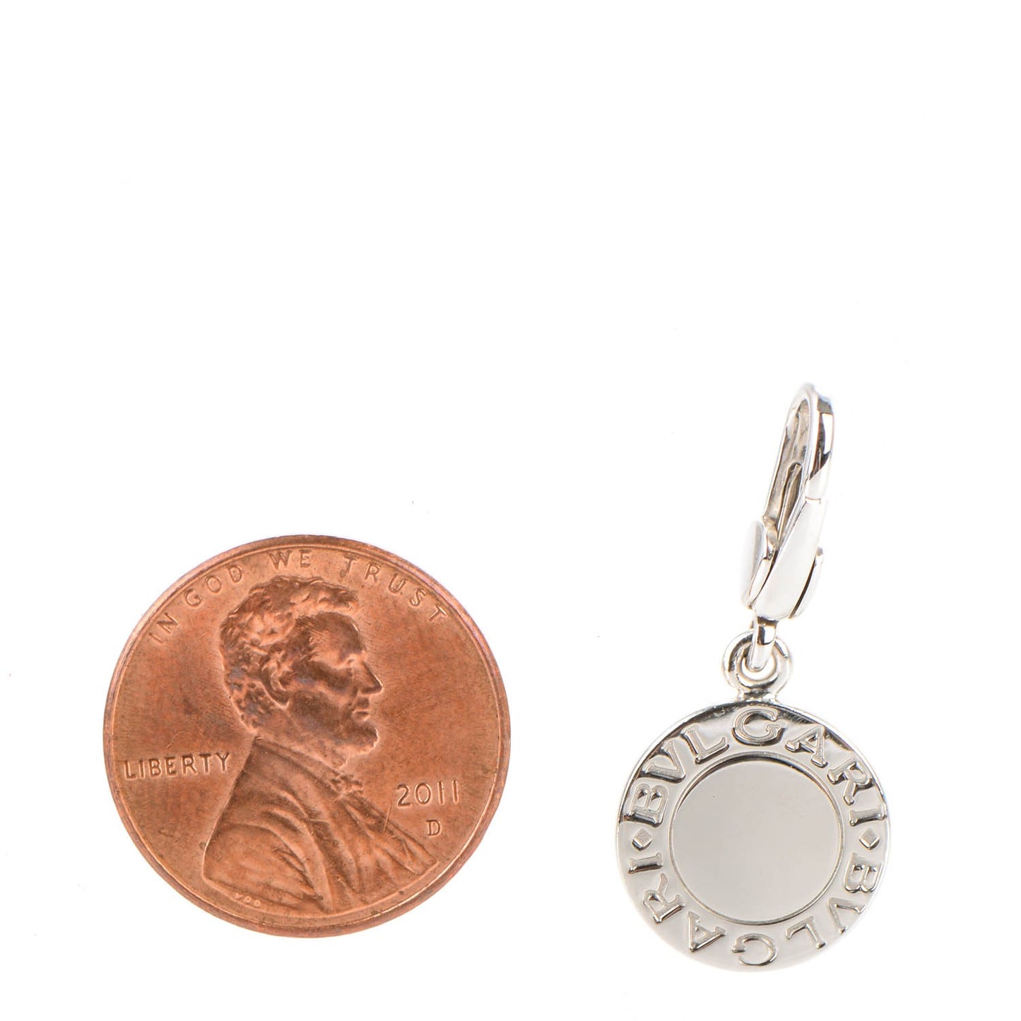 18K White Gold Pave Diamond BVLGARI BVLGARI Charm Pendant
