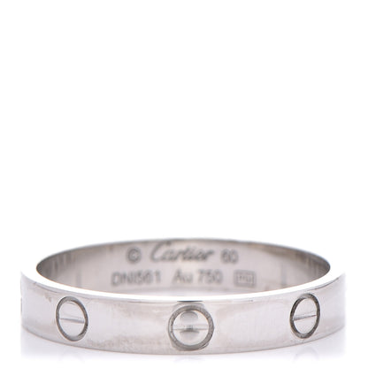 Cartier 18K White Gold 4mm LOVE Wedding Band Ring 60 9.25 1 of 5