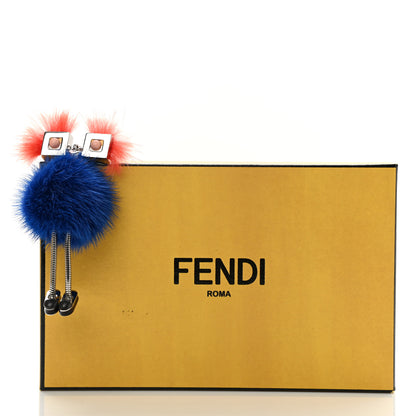 Fendi Calfskin Mink Fox Fur Witches Charm Blue Multicolor 4 of 4