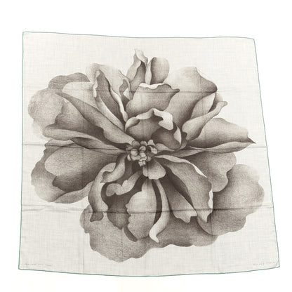 Hermes Cashmere Silk Une Rose Pour Alma Shawl 140 Gris Chine Sepia 1 of 5