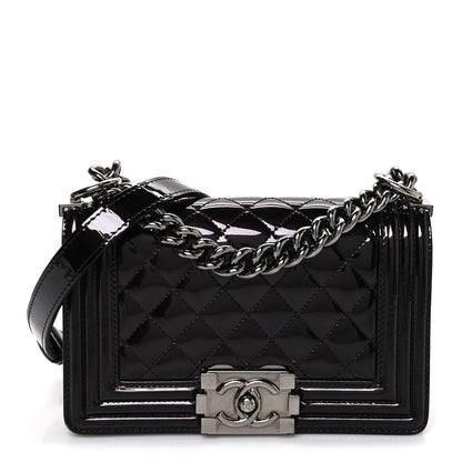 Chanel Patent Calfskin Quilted Small Boy Flap Burgundy 1 of 11