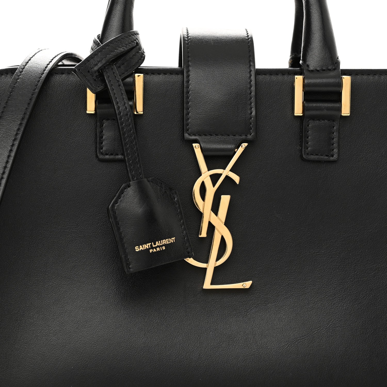 Saint Laurent Calfskin Monogram Baby Cabas Black 7 of 9