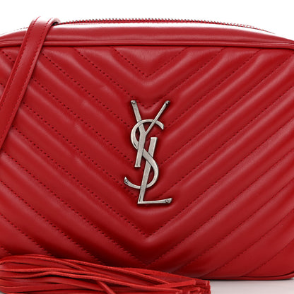 Saint Laurent Calfskin Matelasse Monogram Lou Camera Bag Red 7 of 10