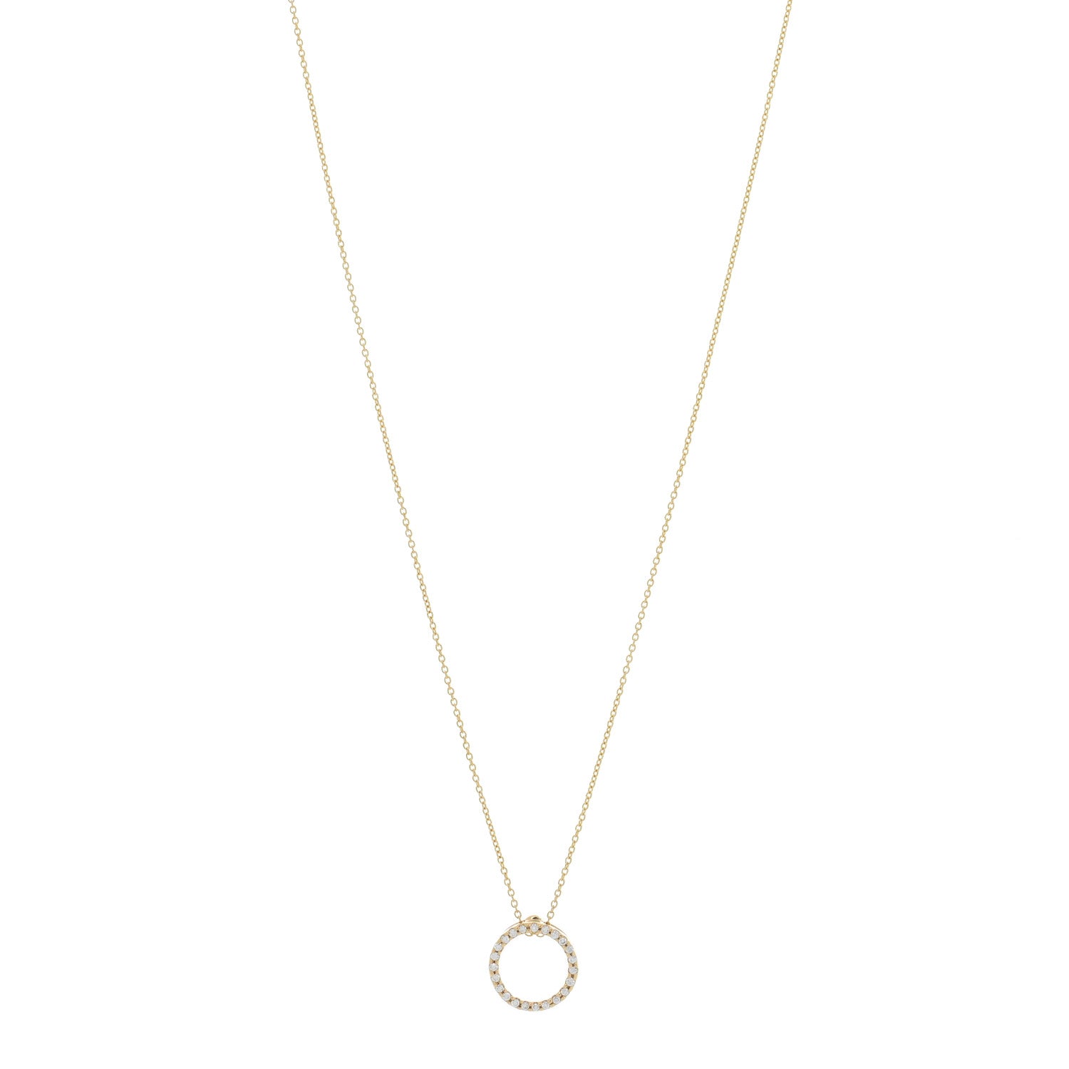 Roberto Coin 18K Yellow Gold Diamond Tiny Treasures .09ctw Circle Pendant Necklace 1 of 5