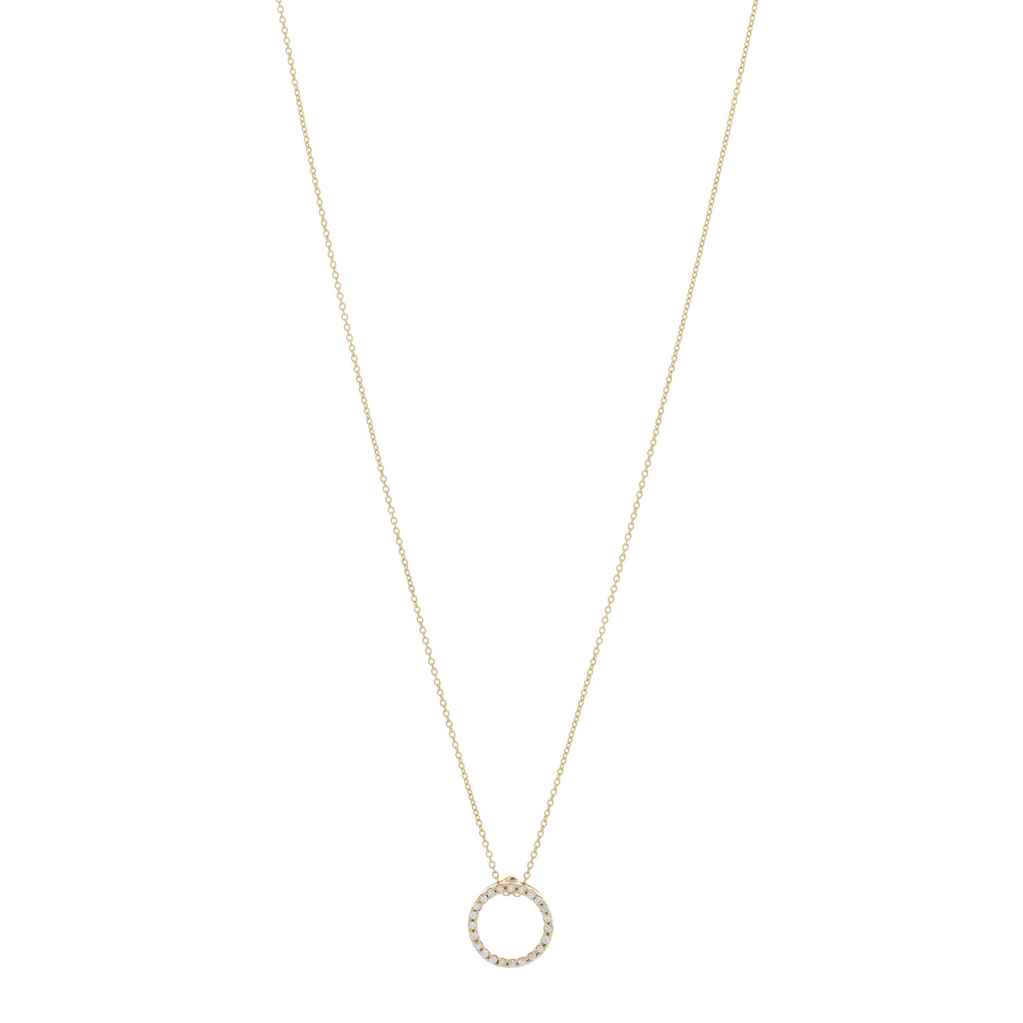 18K Yellow Gold Diamond Tiny Treasures .09ctw Circle Pendant Necklace